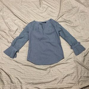 NWT NY&CO Black (Grey) White Strips Blouse XS